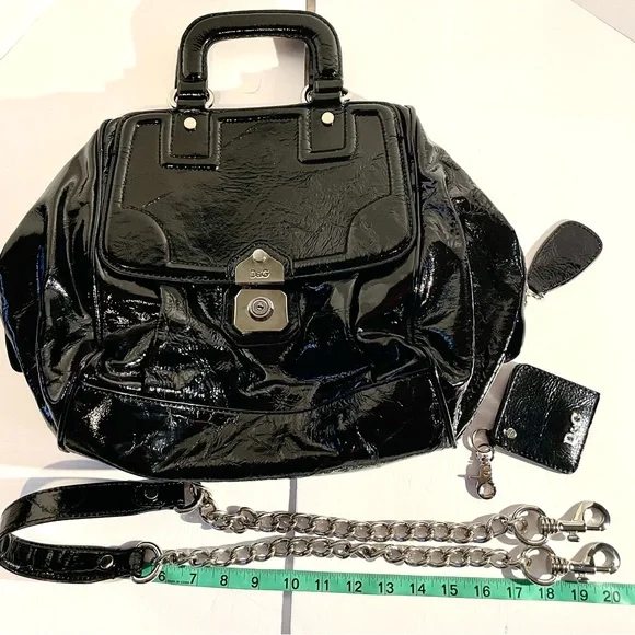 Dolce & Gabbana Glossy Black Chain Shoulder Bag - Picture 13 of 16